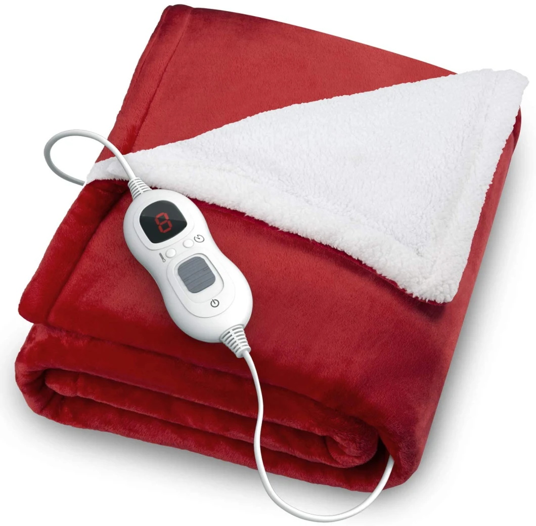 Home Office Use Fast Heat 110V/240V Heated Blanket Electric Throw Blanket with Double-Layer Flannel